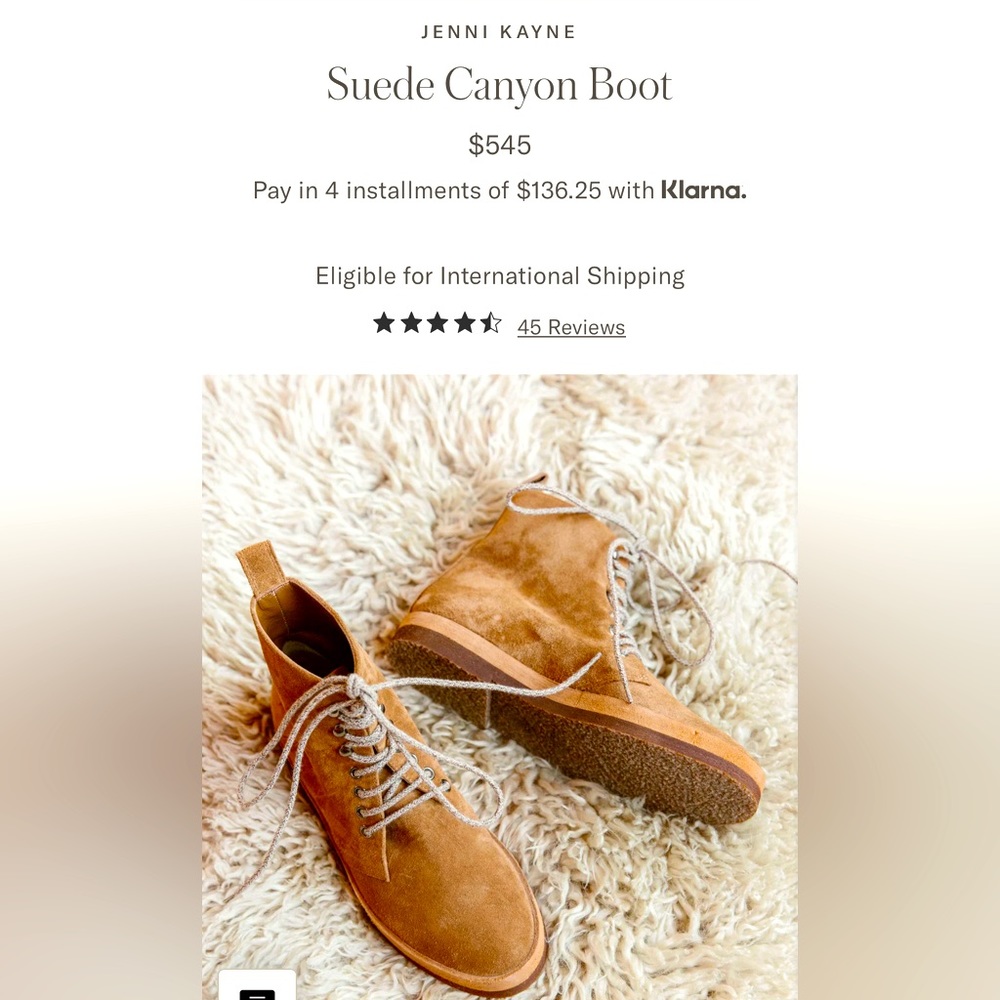 Jenni Kayne Suede Canyon Boot - New - size 38/7.5